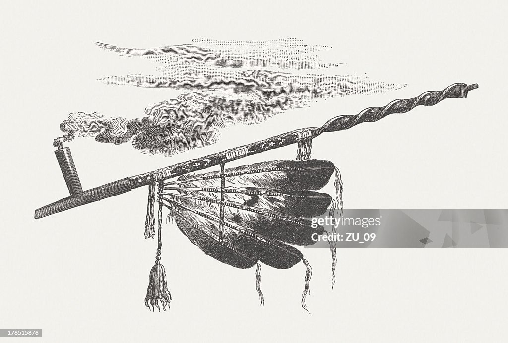 Pipe of peace, wood engraving, published in 1883
