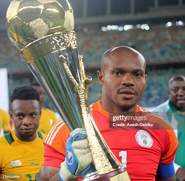 Austine Ejide during the 2013 Nelson Mandela Challenge match between South Africa and Nigeria at Moses Mabhida Stadium on August 14, 2013 in in...