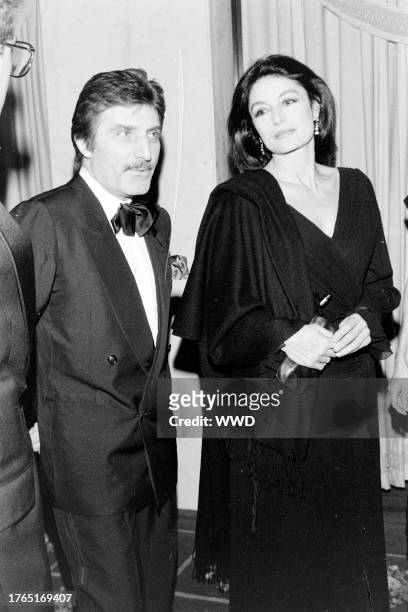 Emanuel Ungaro and Anouk Aimee attend an event, benefitting the Los Angeles County Museum of Art, at the Beverly Wilshire Hotel in Beverly Hills,...