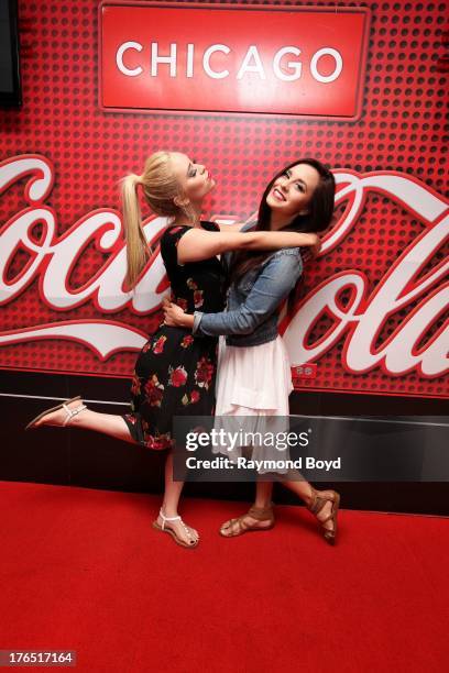 Singers and sisters Liz Mace and Megan Mace of Megan and Liz, poses for photos in the KISS-FM "Coca-Cola Lounge" in Chicago, Illinois on AUGUST 12,...