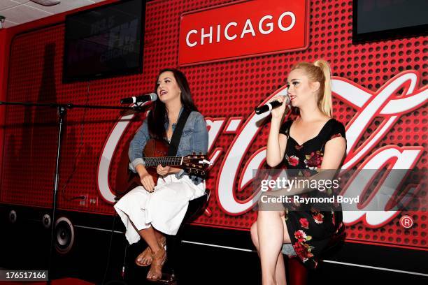 Singers and sisters Megan and Liz, performs in the KISS-FM "Coca-Cola Lounge" in Chicago, Illinois on AUGUST 12, 2013.