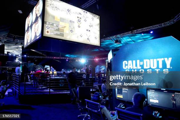 General view of atmosphere during "Call Of Duty: Ghosts" Multiplayer Global Reveal at LA Live on August 14, 2013 in Los Angeles, California.