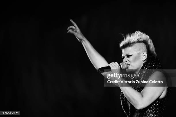 Singer Peaches performs during the 66th Locarno Film Festival on August 14, 2013 in Locarno, Switzerland.