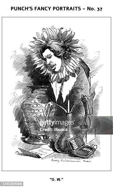 illustrations, cliparts, dessins animés et icônes de portraits de fantaisie de punch - illustration de caricature satirique britannique - dandy vintage