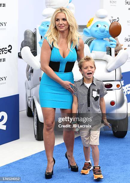 Britney Spears and Sean Preston Federline attend the 'Smurfs 2' Los Angeles premiere held at Regency Village Theatre on July 28, 2013 in Westwood,...