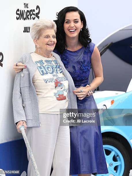 Katy Perry attends the 'Smurfs 2' Los Angeles premiere held at Regency Village Theatre on July 28, 2013 in Westwood, California.