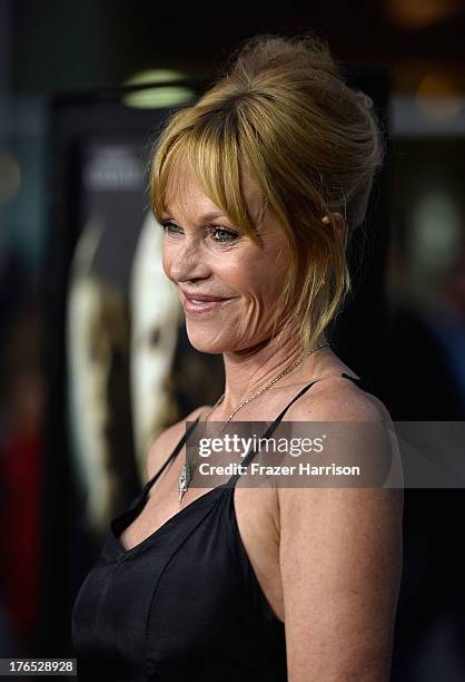 Actress Melanie Griffith arrives at the Premiere Of "Dark Tourist" at ArcLight Hollywood on August 14, 2013 in Hollywood, California.