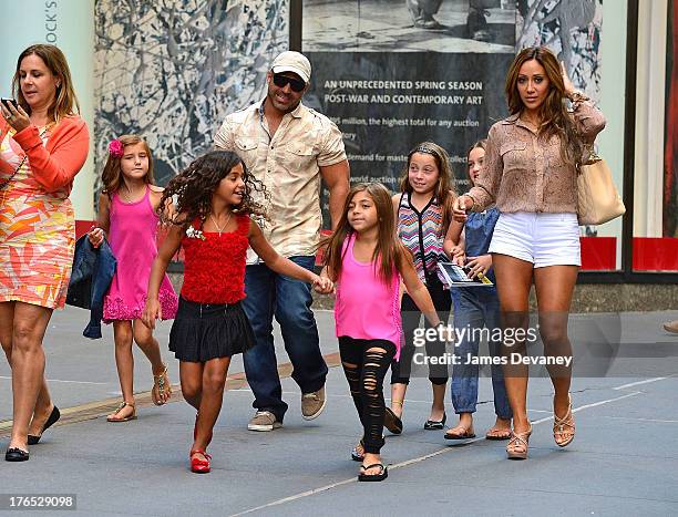 Gabriella Giudice, Antonia Gorga, Joe Gorga, Milania Giudice and Melissa Gorga seen on the streets of Manhattan after attending ANNIE the Musical on...