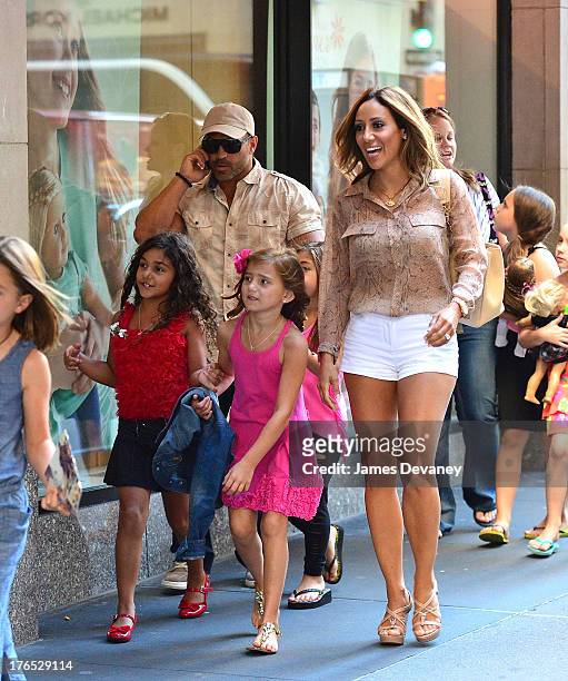 Antonia Gorga, Joe Gorga, Gabriella Giudice, and Melissa Gorga seen on the streets of Manhattan after attending ANNIE the Musical on August 14, 2013...