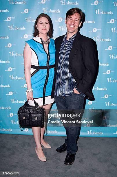 Producer Stephanie Thorpe and Jim McMahon attend the CWSeed "Husbands" premiere at The Paley Center for Media on August 14, 2013 in Beverly Hills,...
