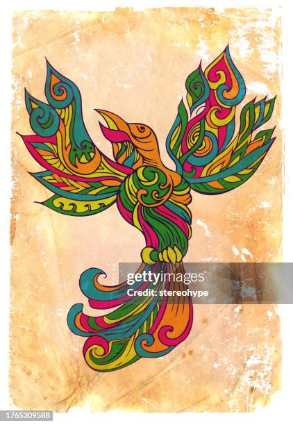 vogel im kampf - phoenix mythical bird stock-grafiken, -clipart, -cartoons und -symbole