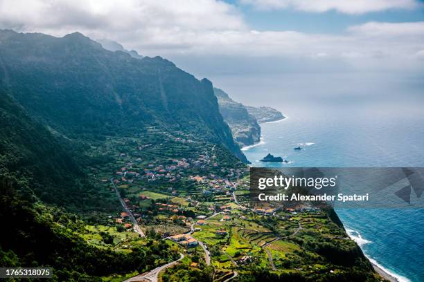 madeira island landscape aerial view, portugal - ponta delgada stock pictures, royalty-free photos & images