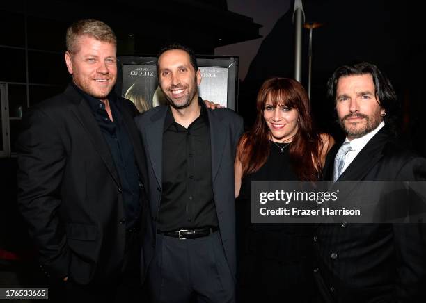 Actor Michael Cudlitz, producer Adam Targum, Jessie Targum, screenwriter Frank John Hughes arrive at the Premiere Of "Dark Tourist" at ArcLight...