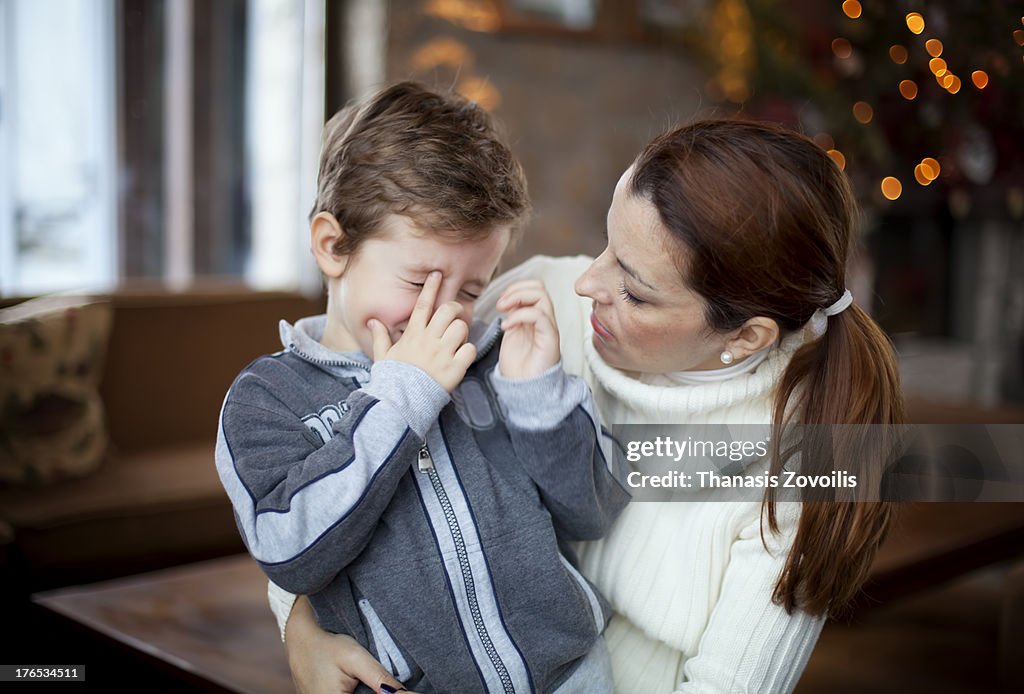 Small boy with his mother