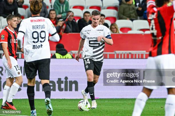 Benjamin BOURIGEAUD of Stade Rennais FC during the Ligue 1 Uber Eats match between Olympique Gymnaste Club Nice and Stade Rennais Football Club at...