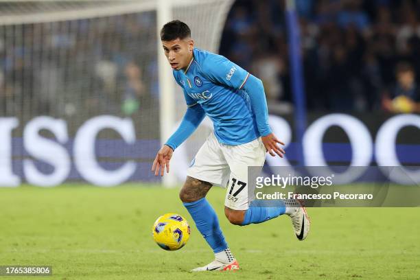 Mathias Olivera of SSC Napoli during the Serie A TIM match between SSC Napoli and AC Milan at Stadio Diego Armando Maradona on October 29, 2023 in...