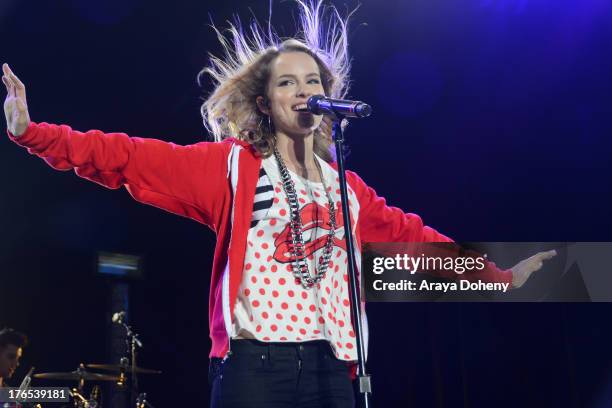 Bridgit Mendler performs on stage during Crazy Good Summer 2013 at Hollywood Palladium on August 14, 2013 in Hollywood, California.
