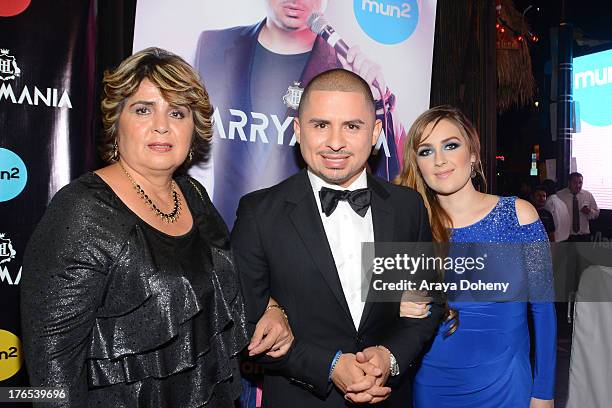 Manuela Ceniceros, Larry Hernandez and Kenia Ontiveros attend "Larrymania" Season 2 Premiere Launch Party at SupperClub Los Angeles on August 14,...