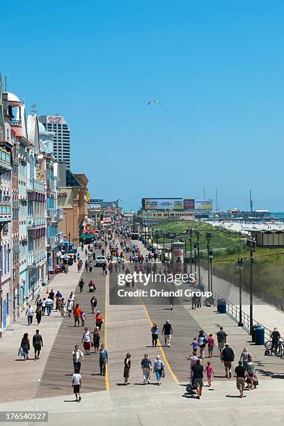 elevated view of the atlantic city boardwalk. - atlantic city fotografías e imágenes de stock