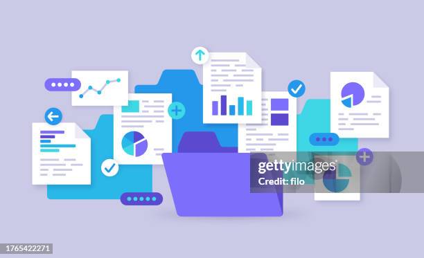 illustrations, cliparts, dessins animés et icônes de partage d’équipe de gestion de dossiers de dossiers de fichiers transparents de serveur de documents de base de données - partage