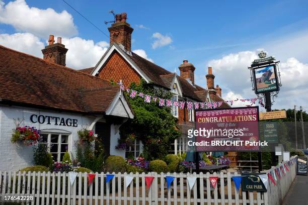View of the Cottage Inn Pub in Bucklebury on July 26, 2013 in Bucklebury,England. Bucklebury is the home of the Middleton family and where Catherine,...