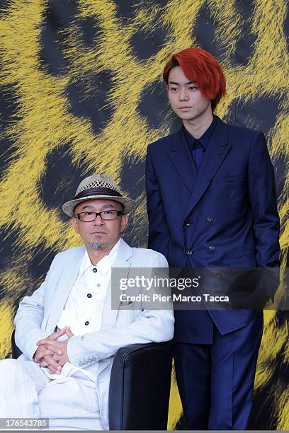 Director Shinji Aoyama and Actor Masaki Suda attend 'Tomogui' photocall during the 66th Locarno Film Festival on August 15, 2013 in Locarno,...