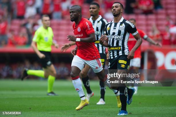 Enner Valencia of Internacional celebrates his goal during Campeonato Brasileiro Serie A match between Internacional and Santos at Beira-Rio Stadium...