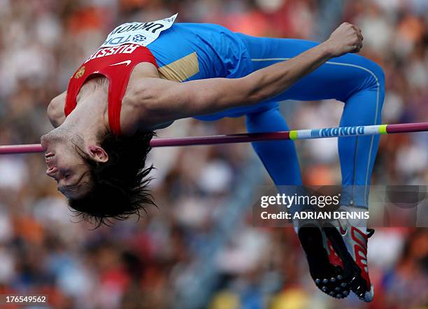 Russia's Ivan Ukhov competes during the men's high jump final at the 2013 IAAF World Championships at the Luzhniki stadium in Moscow on August 15,...