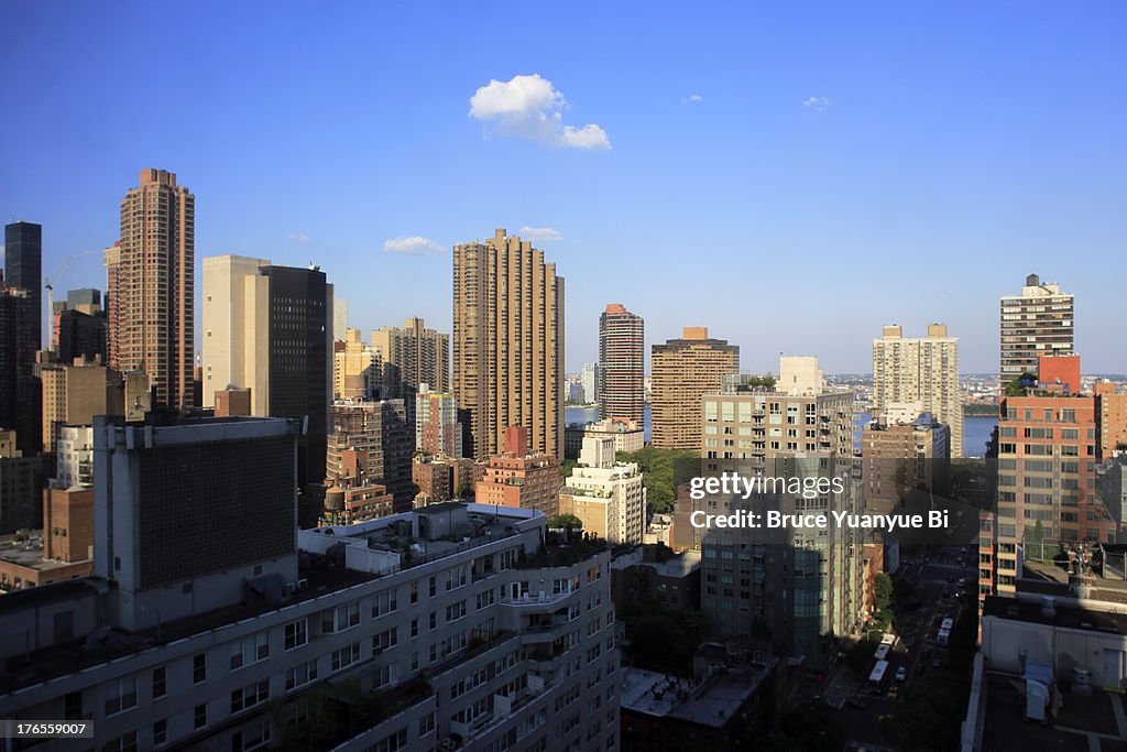 Cityscape of Midtown Manhattan with East River