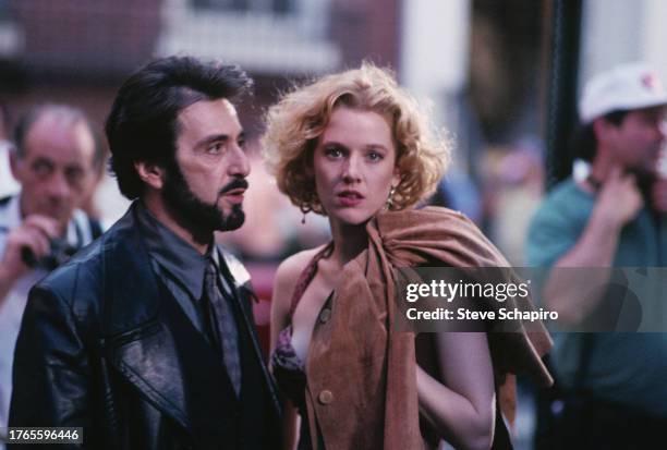 American actors Al Pacino and Penelope Ann Miller in a scene from the film 'Carlito's Way' , New York, New York, 1992.