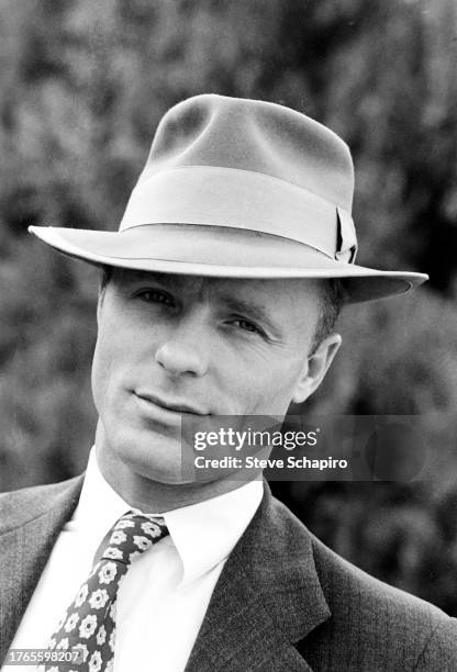 Close-up of American actor Ed Harris during the filming of 'Places in the Heart' , Waxahachie, Texas, 1983.