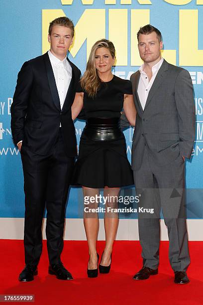 Will Poulter, Jennifer Aniston and Rawson Thurber attend the 'We're The Millers' Germany Premiere at Cinestar on August 15, 2013 in Berlin, Germany.