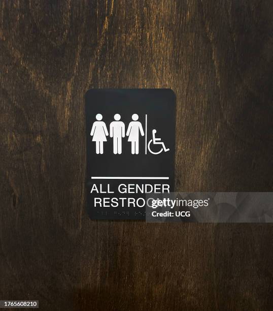 All Gender restroom sign, New York City, New York.