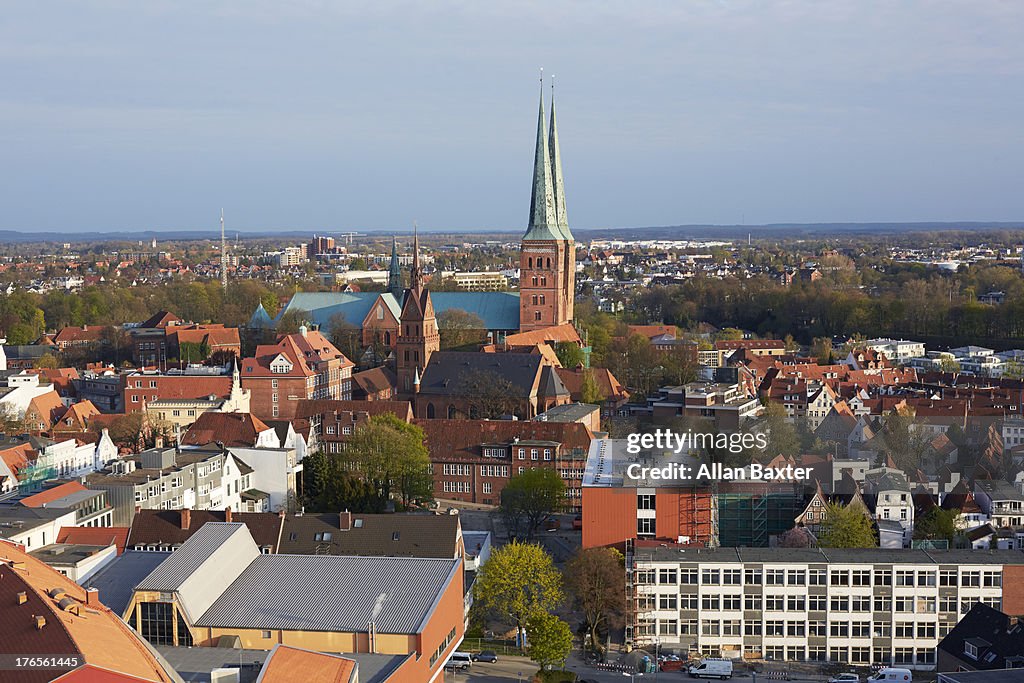 Elevated skyline of Lubeck