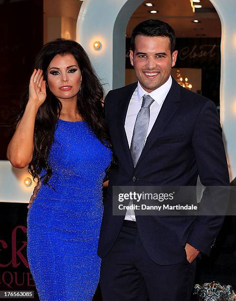 Jessica Wright and boyfriend Ricky Rayment attend Jessica Wright launch of a new pop-up store at Westfield Stratford City on August 15, 2013 in...