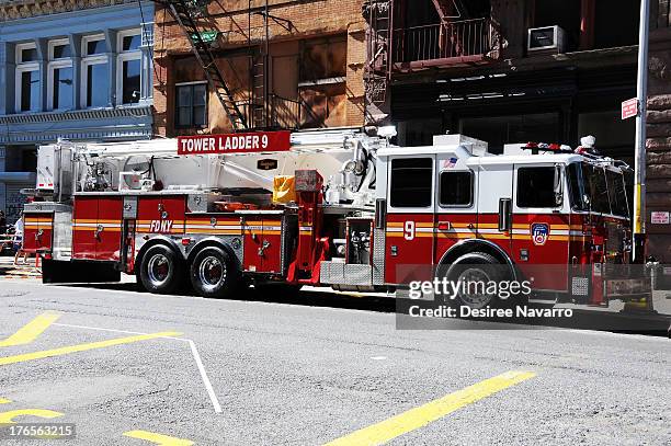 General view of a fire engine at the "Quantum Heroes" premiere at Engine 33, Ladder 9 on August 15, 2013 in New York City.