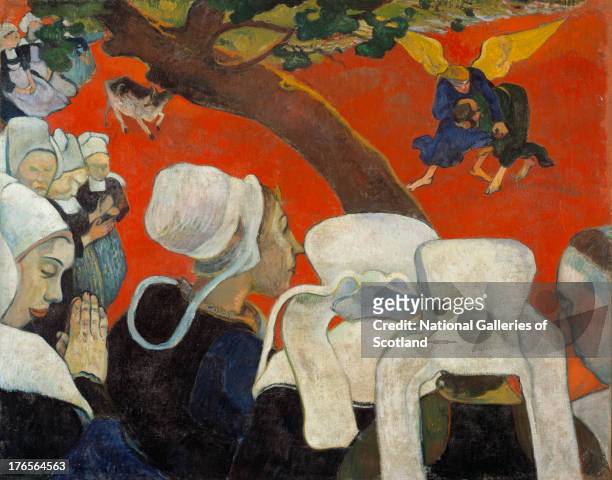 Vision of the Sermon , by Paul Gauguin, 1888. Oil on canvas. .