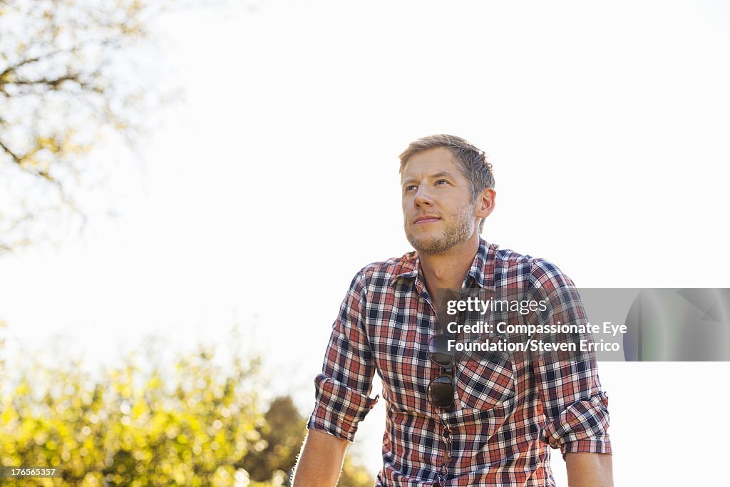 Smiling man outdoors
