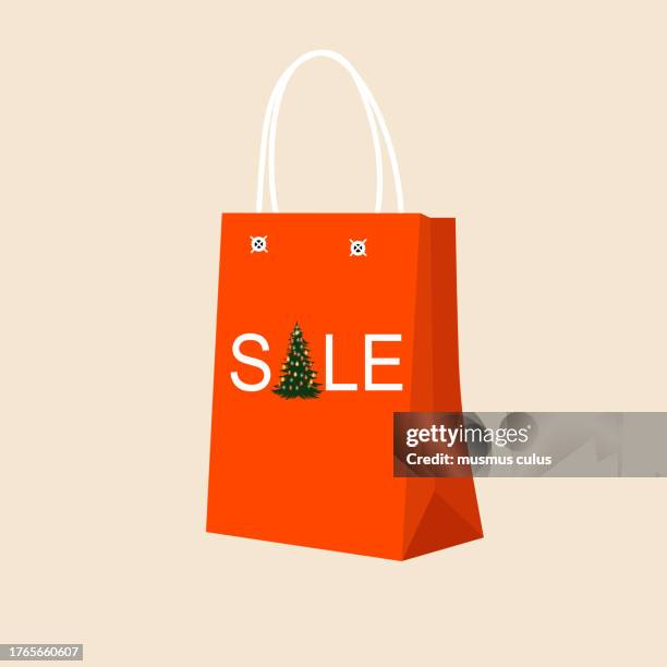 christmas sale - gift bag stock illustrations