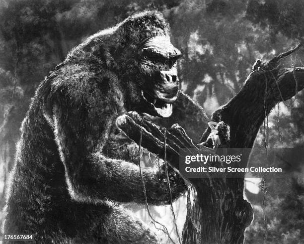 Ann Darrow, played by American actress Fay Wray , is menaced by the gigantic ape, Kong, in 'King Kong', directed by Merian C. Cooper and Ernest B....