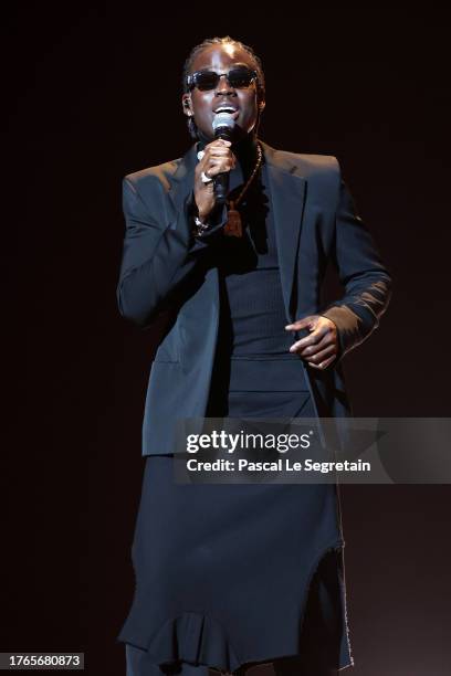 Rema attends the 67th Ballon D'Or Ceremony at Theatre Du Chatelet on October 30, 2023 in Paris, France.