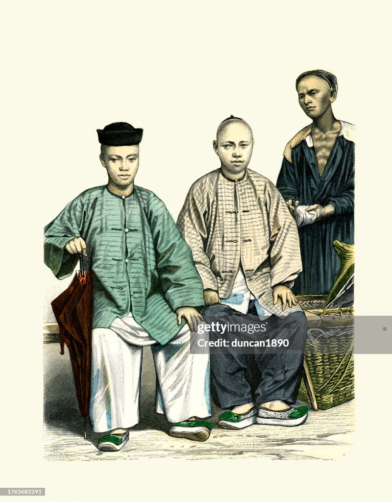 Chinese Babas of Straits settlements, Shoemaker of Singapore, Opium eater, History of fashion 19th Century