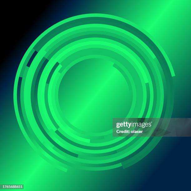 luminous green concentric circles with a radiant glow emanating from the center against a dark backdrop. - green halo stock illustrations