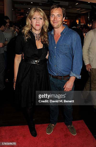 Sonia Friedman and Stephen Campbell Moore attend an after party following the press night performance of 'Chimerica' at Grace Restaurant on August...