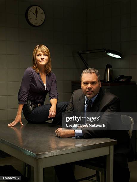 Season 7 Gallery -- Pictured: Kathryn Erbe as Detective Alexandra Eames, Vincent D'onofrio as Detective Robert Goren --
