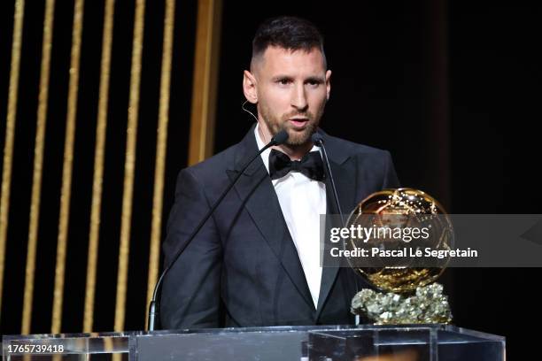 Lionel Messi attends the 67th Ballon D'Or Ceremony at Theatre Du Chatelet on October 30, 2023 in Paris, France.