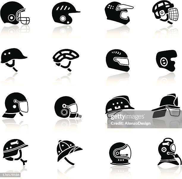 stockillustraties, clipart, cartoons en iconen met helmet icon set - helm