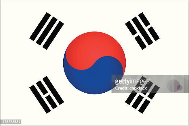 south korea flag - south korea culture stock illustrations