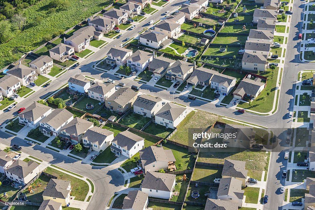 San AntonioTexas suburban housing development neighborhood - aerial view
