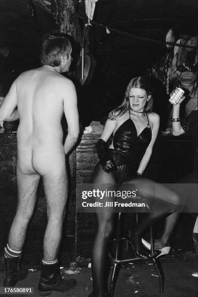 Woman shows her displeasure at the 'Hellfire Club', a Sadomasochism club night in the pre-gentrified Meatpacking District, New York City, 1981.